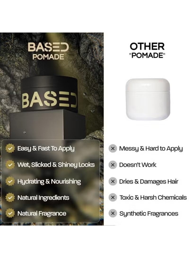 Based Pomade for Men, Quality Hair Care with Medium Hold, Natural Shine & Fragrance, Easy to Apply & Great for All Hair Types, Hydrating and Nourishing Pomade (2.5 Oz Pack of 1) - Image 2
